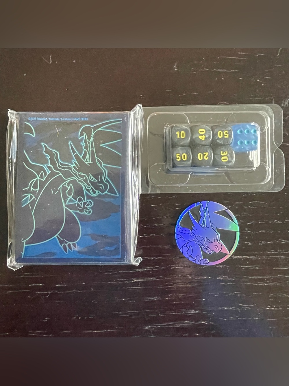 Pokemon TCG Phantasmal Flames Sealed ETB Card Sleeves, Token and Dice Bundle